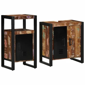 Vonios baldų rinkinys 2 pcs Ruda perdirbtos medienos masyvas