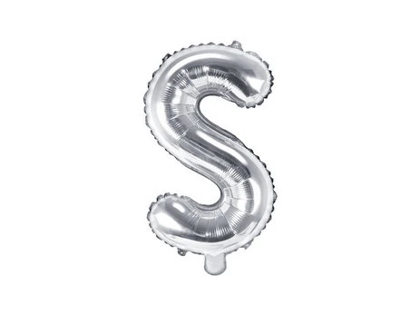 Folinis balionas Raidė "S" 35 cm, sidabrinis