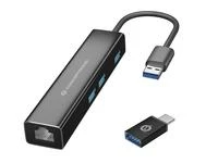 CONCEPTRONIC Adapteris USB3.0-> RJ45,3xUSB3.0,TypC Ad 0.15m sw