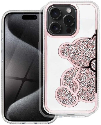 Dėklas OEM Futerał TEDDY BEAR do IPHONE 16 Pro Max rožinis