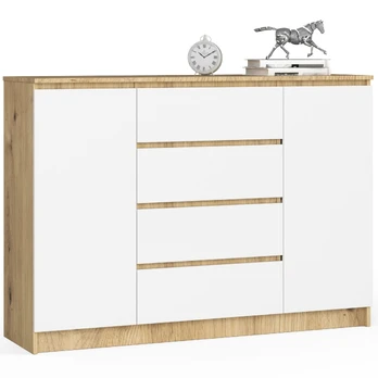 Komoda K 140 cm, ąžuolo/balta