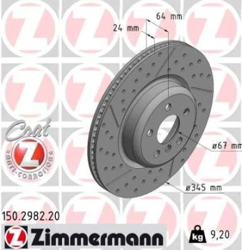 Stabdžių diskas ZIMMERMANN 150.2982.20