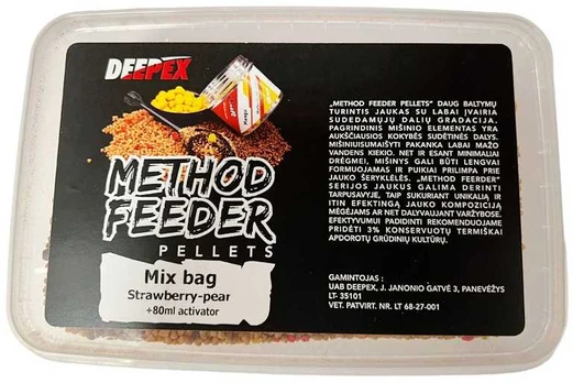 Peletės Deepex Method Mix Bag + 80ml Activator - braškė ir kriaušė