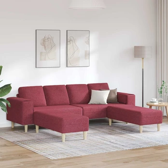 Sofos komplektas 3 pcs Vyno raudonumo audinys