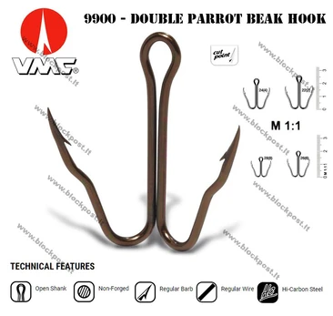 VMC 9900BZ dvišakis kabliukas Double Parrot Beak bronza 6