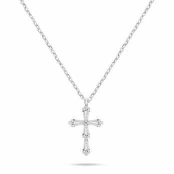 Brilio Silver Dazzling Sidabrinis Cross Necklace NCL198W