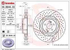 Stabdžių diskas BREMBO 09.B848.33 kaina