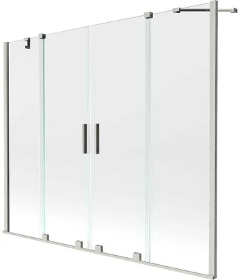 Vonios sienelė Mexen Velar Duo, 200 x 150 cm, Brushed nickel/Transparent