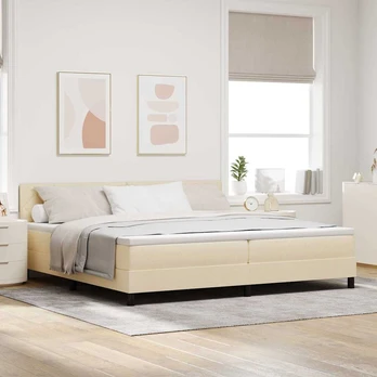 Box Spring čiužinys su čiužiniu & LED Smėlio 200x200 cm Audinys