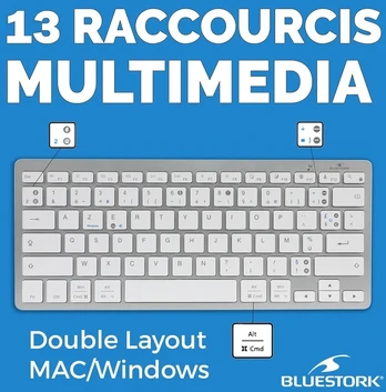 Bluestork Mini Bevielė Bluetooth Klaviatūra Azerty Pc/mac