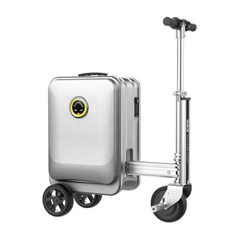 Mažas lagaminas su motoru Electric scooter, sidabrinis