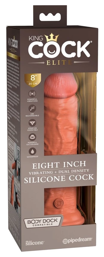 KING COCK ELITE - REALISTIC DILDO VIBRATING - SILICONE 20.3 CM CARAMEL