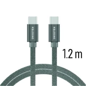 Swissten Textile Fast Charge 3A USB-C / USB-C Data and Charging Cable 1.2m kaina