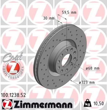 Stabdžių diskas ZIMMERMANN 100.1238.52