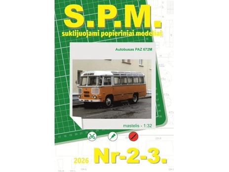 PAZ-672M autobuso popierinis modelis 1/32 SPM surinkimui
