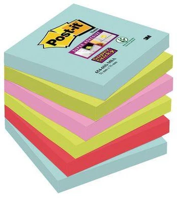 Post-it® Super Sticky Notes Cosmic, 76mm x 76mm, 90 blad, 6 block/pack