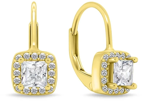Brilio Silver Elegant auksinis-plated earrings with clear zircons EA1274Y