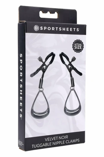 SPORTSHEETS Velvet Noir Adjustable Hematite-Plated Nipple Clamps