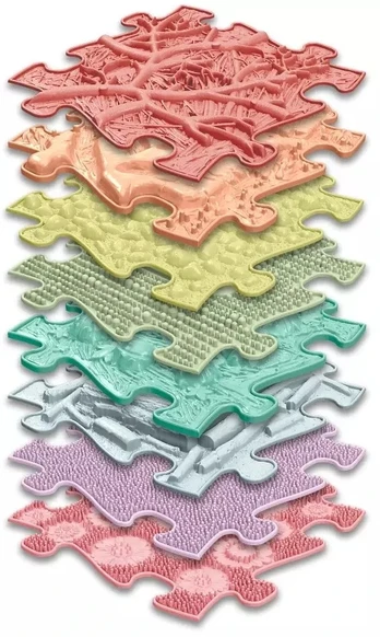 Askato Sensorinis kilimėlis Vaivorykštė Pastel 8 dalių takelis Muffik nuo 12 mėn.