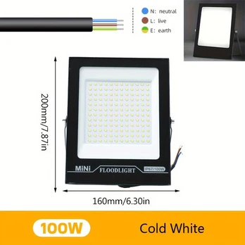 100W LED prožektorius, IP65, 9000 lm – galingas ir universalus apšvietimas, Šalta balta 6000K