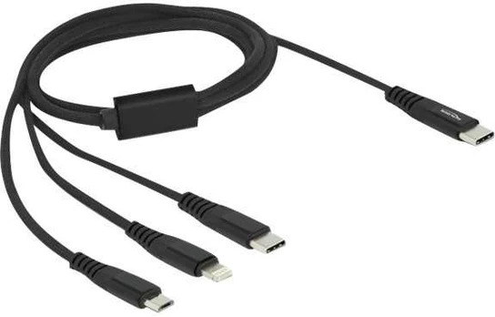 Delock USB Ladekabel 3 in 1 USB Type-C zu Lightning / Micro USB / USB Type-C 1m