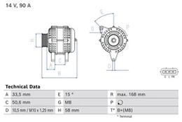 BOSCH 0 986 084 970 Kintamosios srovės generatorius