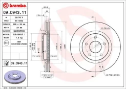 Stabdžių diskas BREMBO 09.D943.11 kaina