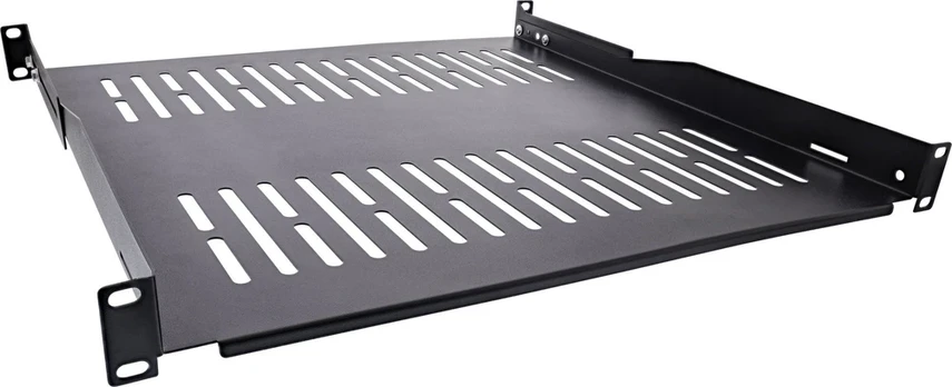 InLine® 19" shelf, 450mm, 50kg, 1U, RAL 9005 juodas