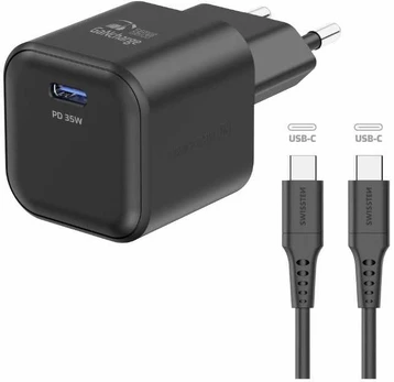 Swissten Travel Charger GaN USB-C 35W PD + Data Cable USB-C - USB-C 1.2m