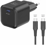 Swissten Travel Charger GaN USB-C 35W PD + Data Cable USB-C - USB-C 1.2m kaina