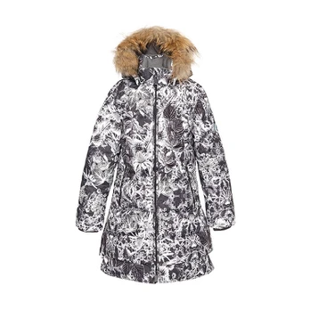Huppa Mergaičių žieminis paltas PARISH, dark gray pattern