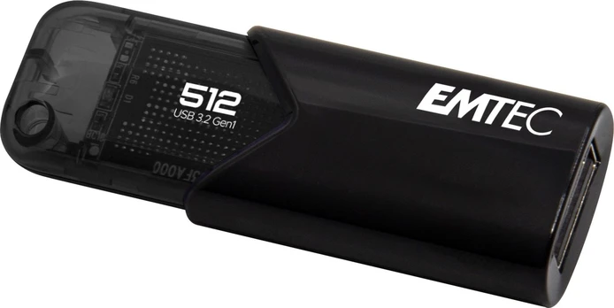 EMTEC USB-Stick 512GB B110 USB 3.2 Spustelėkite Easy Juodas