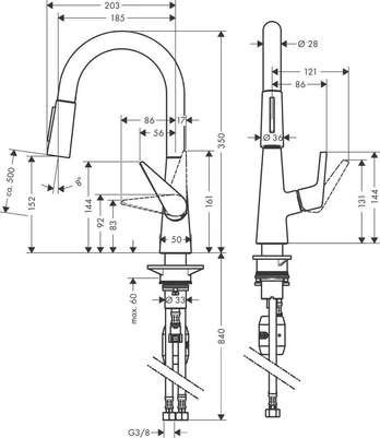 Virtuvinis maišytuvas su ištraukiama žarna Hansgrohe Talis M51 72817000
