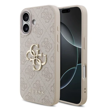 Dėklas Guess PU 4G Metal Logo Apple iPhone 17 rožinis