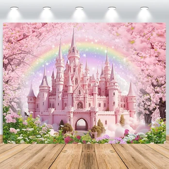 Fonas "princesės pilis" 2.2 x 1.5 m, rožinė
