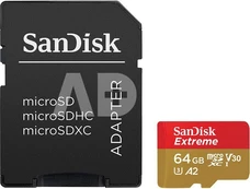 Sandisk memory card microSDXC 64GB Extreme + adapter kaina