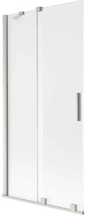 Vonios sienelė Mexen Velar, 90 x 150 cm, Brushed nickel/matinis stiklas
