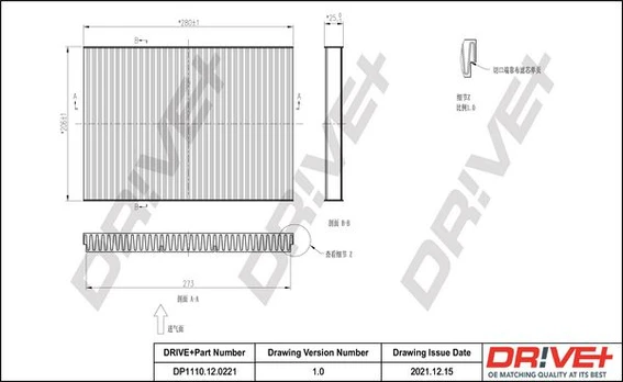 Filtras, salono oras Dr!ve+ DP1110.12.0221