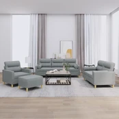 Sofa Sofos komplektas su pagalvėmis, 4 dalių, pilkas, audinys kaina