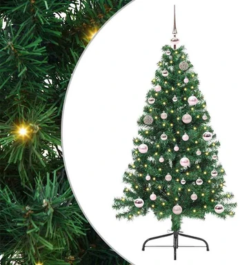 Dirbtinis prieššventinis eglutė su šviesomis Žalia 150 cm PVC