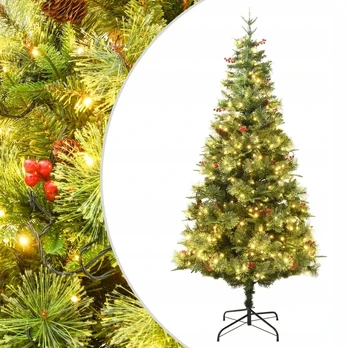 Kalėdinė eglutė Led 150cm su kankorėžiais ir uogomis