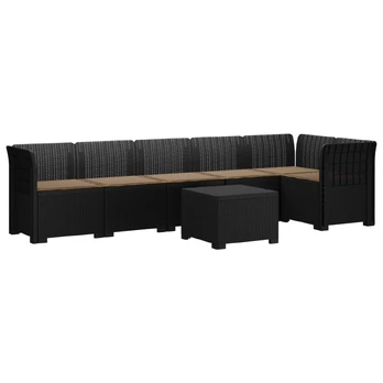 6-vietė Sodo Sofa Su Pagalvėlėmis Rataniniu Išvaizdu PP