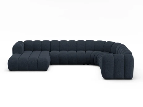 Modular Panoramic Right Corner Sofa, "Lupine", 6 Seats, 370x280x70, Navy Blue