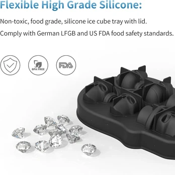 Silikoninė formelė 3d kaukolės formos ledo kubeliams