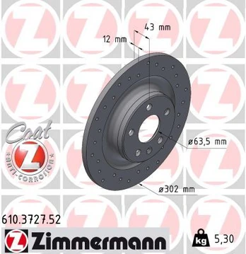 Stabdžių diskas ZIMMERMANN 610.3727.52