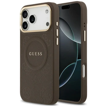 Case Guess Peony Hot Stamp MagSafe for iPhone 18 Pro Max / 17 Pro Max brown