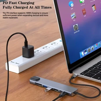 USB-C 8in1 skirstytuvas 4K adapteris Macbook Air iPad.