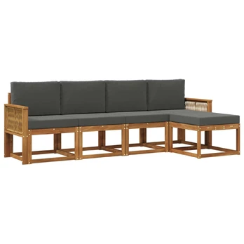 Lauko sofos komplektas 5 pcs Natūralus ir antracitas