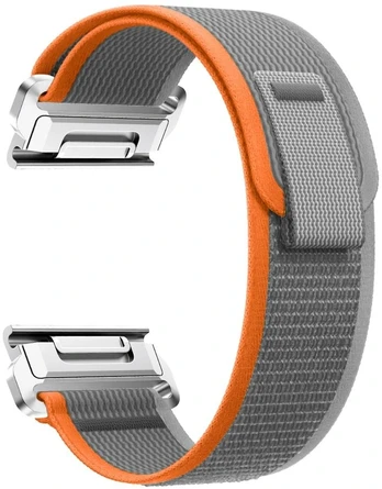 Beline Wild Path Loop smartwatch strap for Garmin tactix 7 | Nylon | pilka/oranžinis