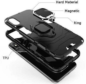 DĖKLAS ARMOR RING MAGNETIC IPHONE XR Juodas